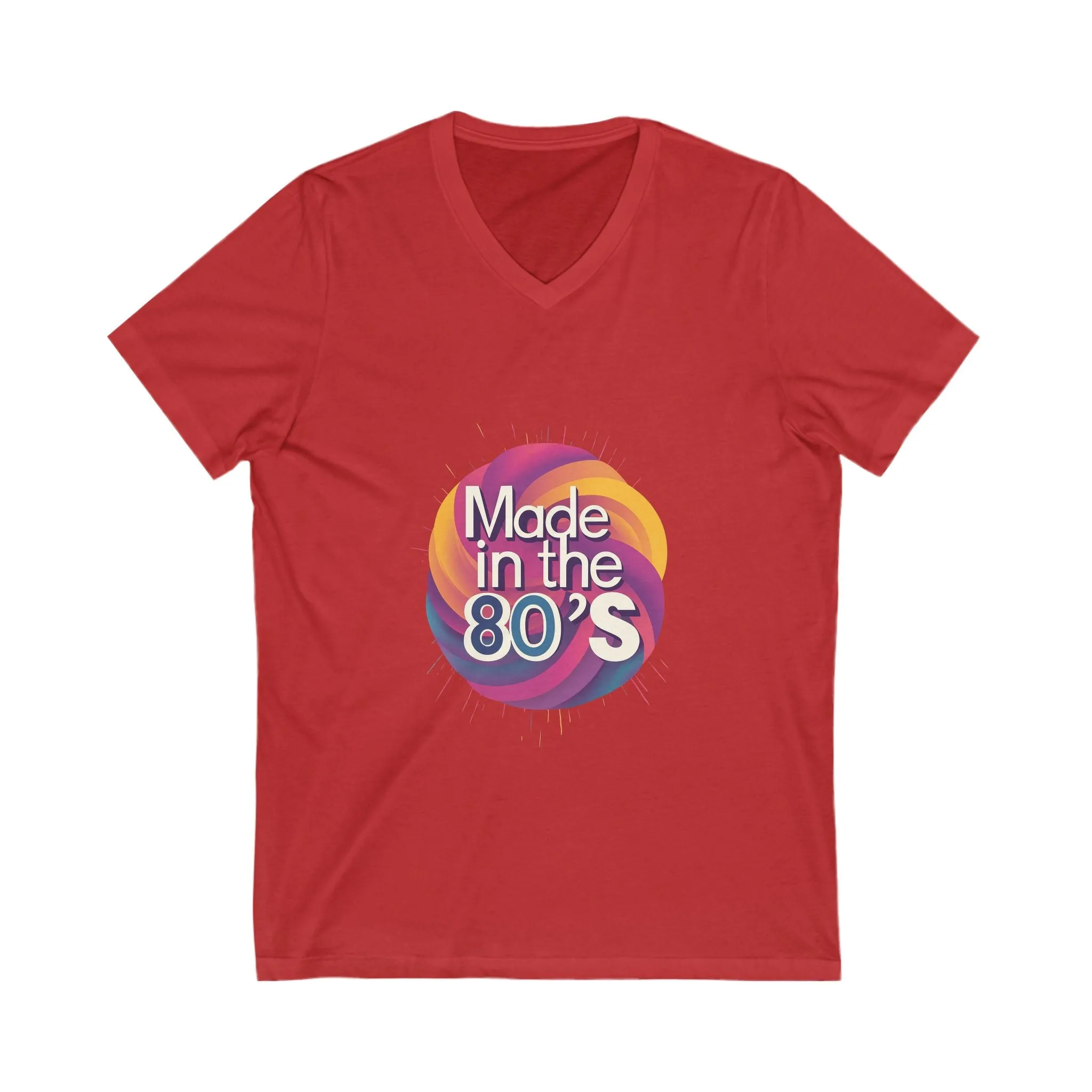 Made in the 80's Retro V-Neck T-Shirt | Vintage Neon Circle Design