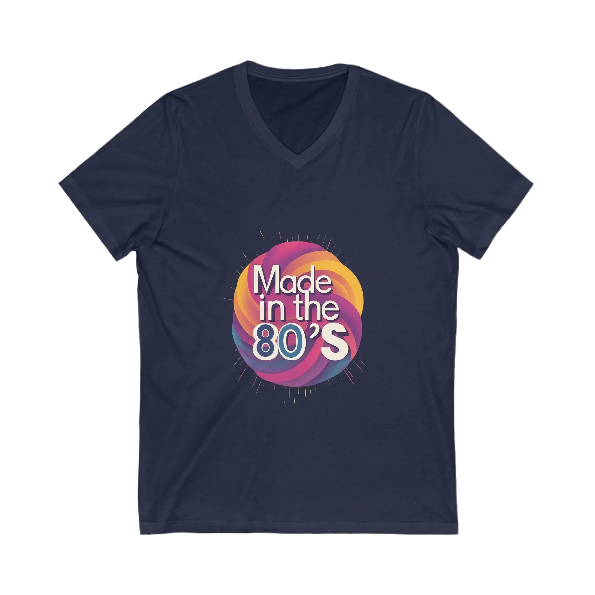 Made in the 80's Retro V-Neck T-Shirt | Vintage Neon Circle Design