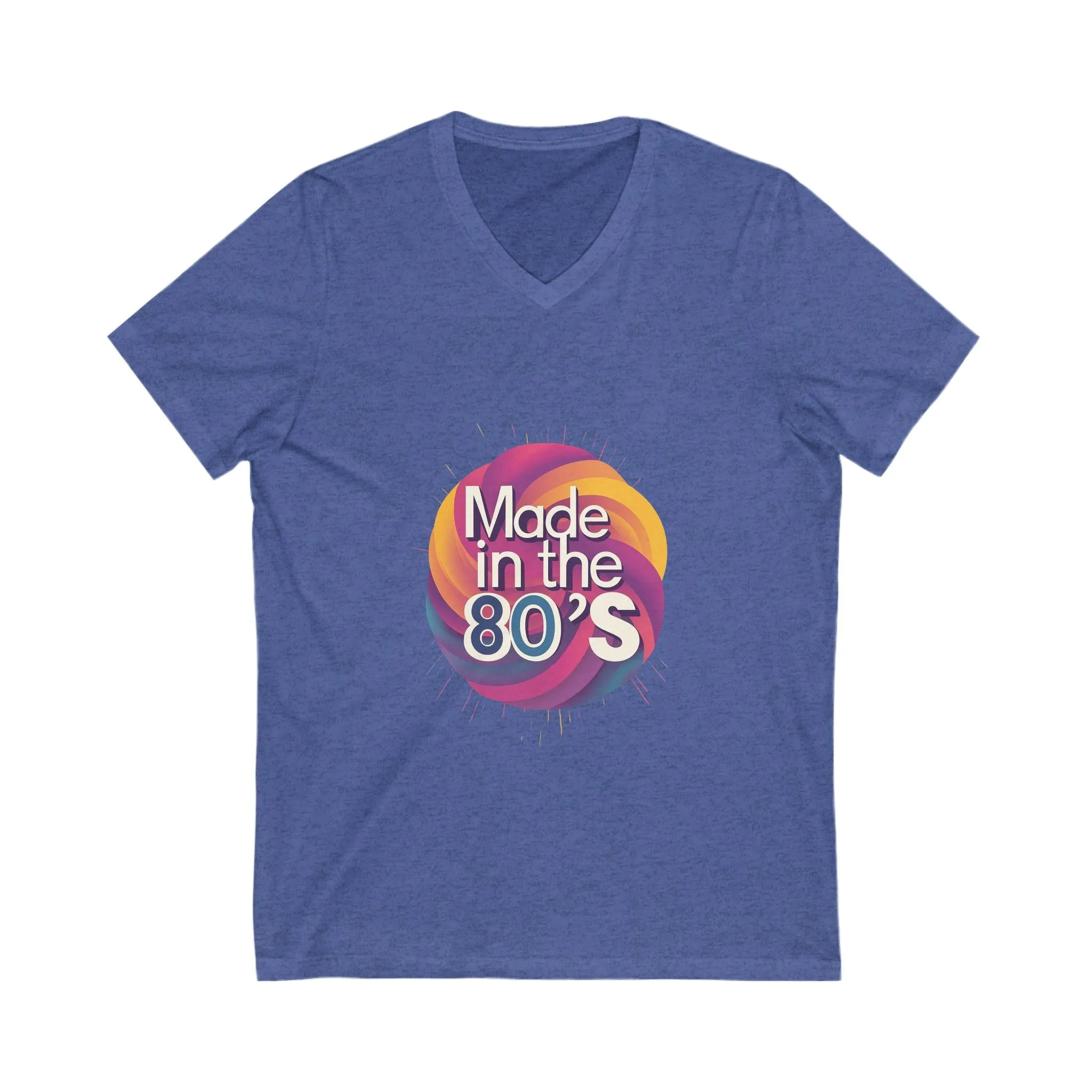 Made in the 80's Retro V-Neck T-Shirt | Vintage Neon Circle Design