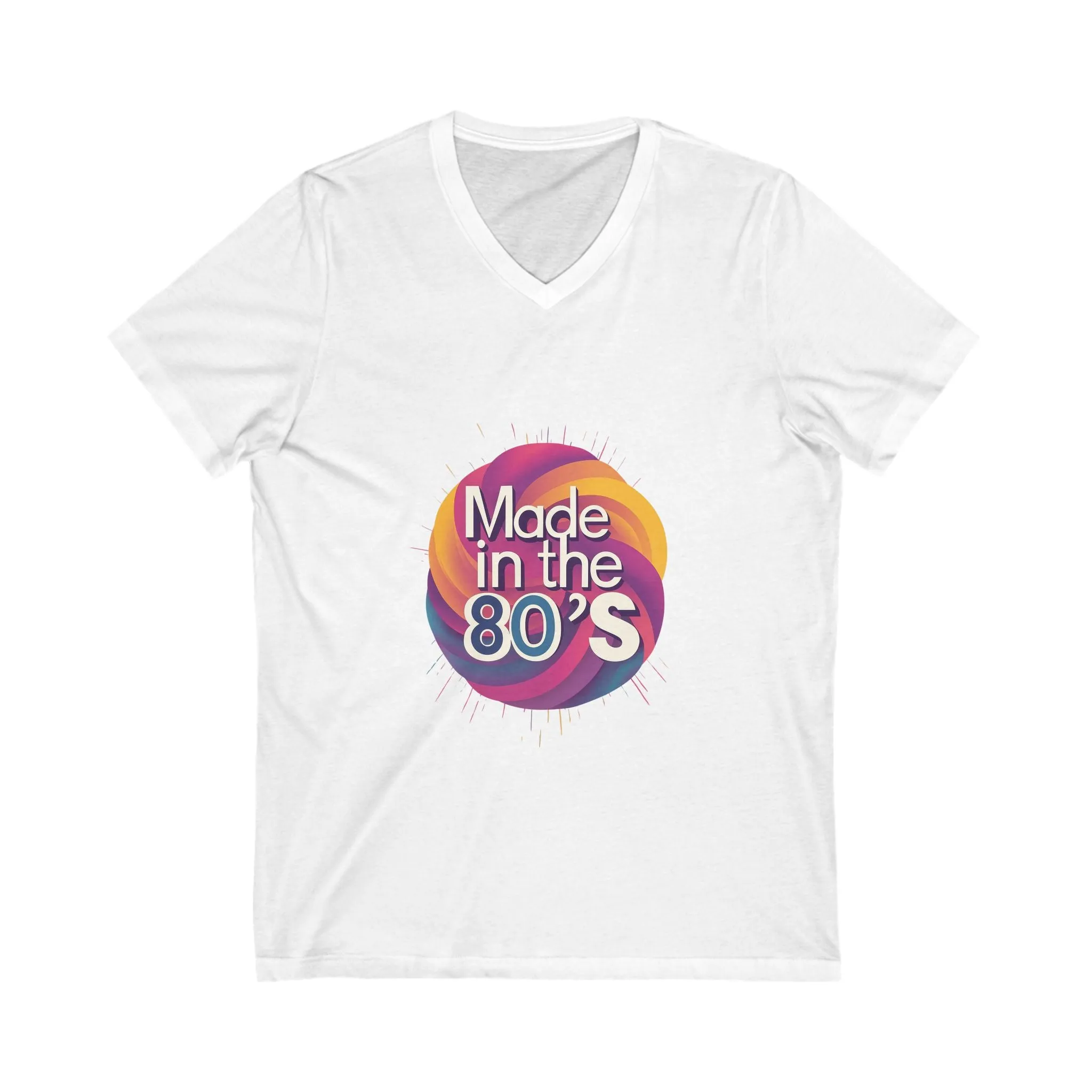 Made in the 80's Retro V-Neck T-Shirt | Vintage Neon Circle Design