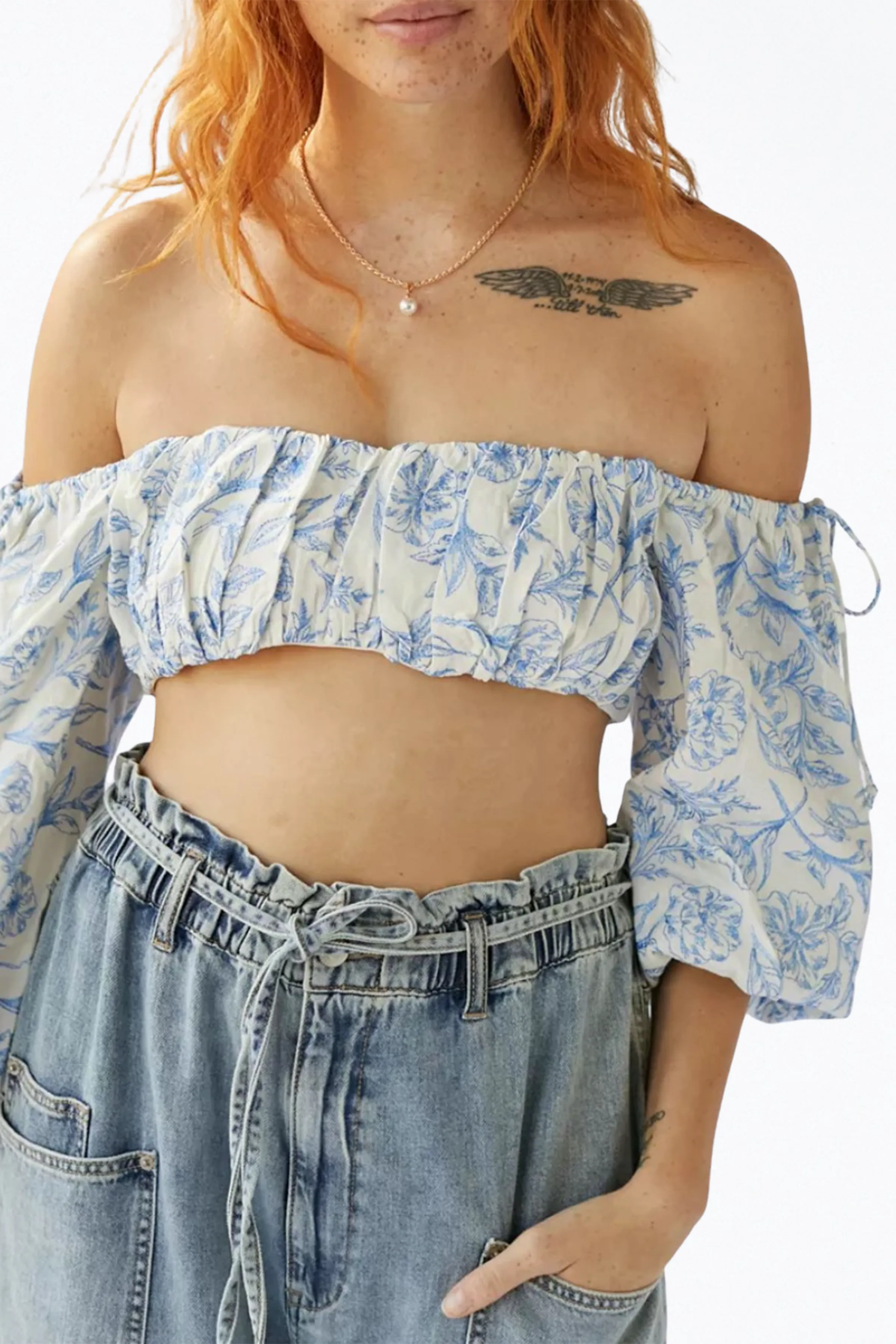 MAISIE CROPPED FLORAL-PRINT TOP