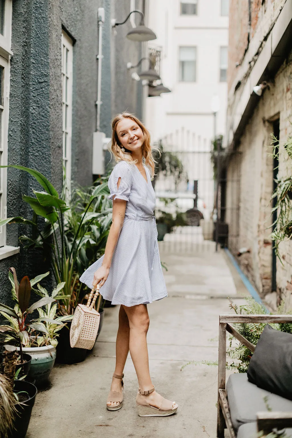 MARA STRIPED WRAP DRESS