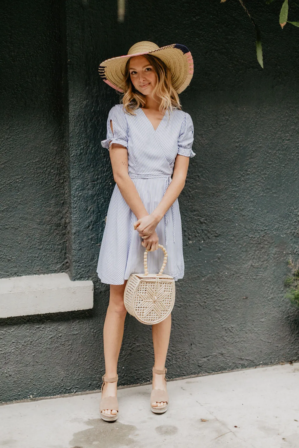 MARA STRIPED WRAP DRESS