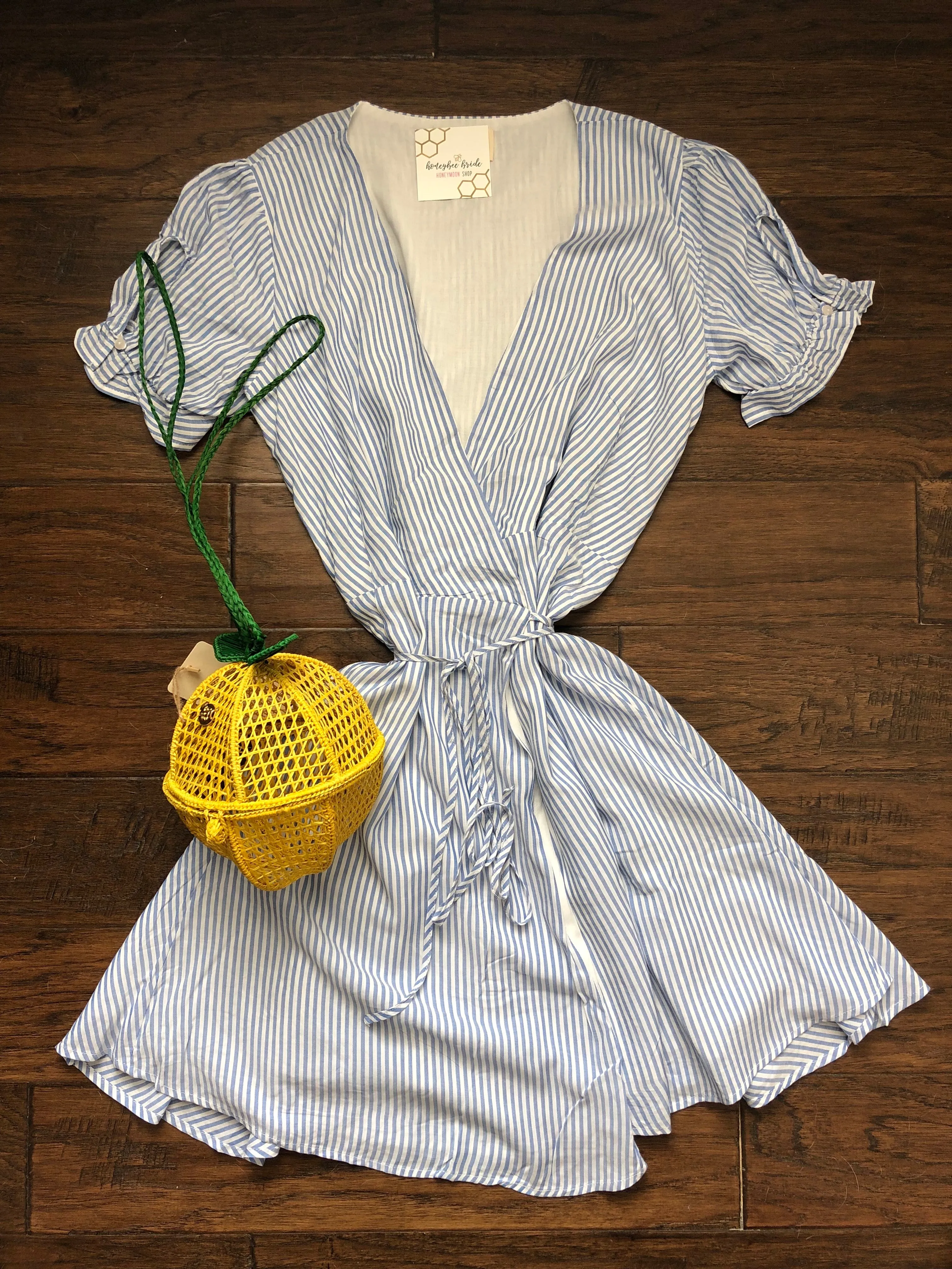 MARA STRIPED WRAP DRESS