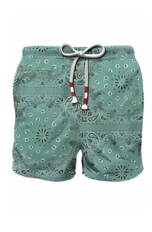 MC2 SAINT BARTH Men Swim Shorts Caprese Light Blue Bandanna Round Print