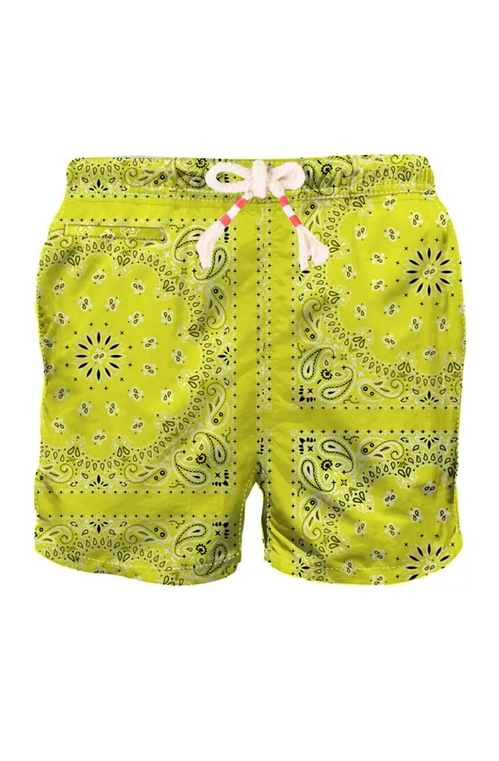 MC2 SAINT BARTH Men Swim Shorts Caprese Yellow Bandanna Round Print