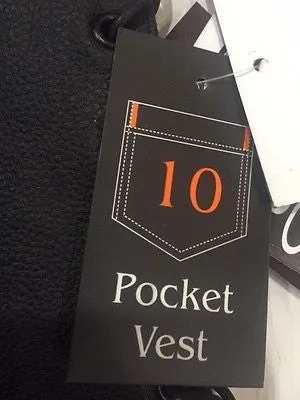 MEN'S 10 POCKET BLUE DENIM MOTORCYCLE VEST WITH 2 GUN POCKETS