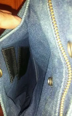 MEN'S 10 POCKET BLUE DENIM MOTORCYCLE VEST WITH 2 GUN POCKETS