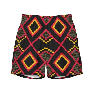 Men's African Wax Print Swim Trunks