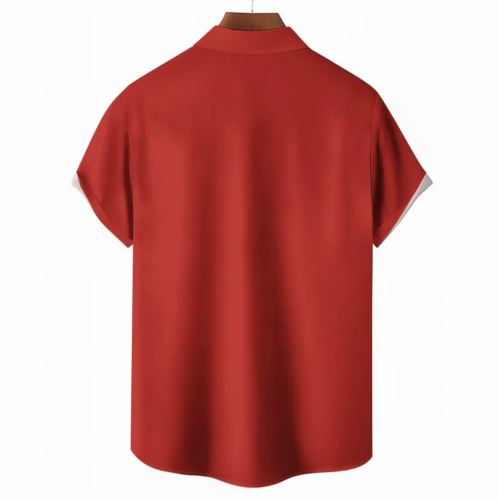 Men's Classic Retro Car Print Casual Short Sleeve Shirt 2402000232
