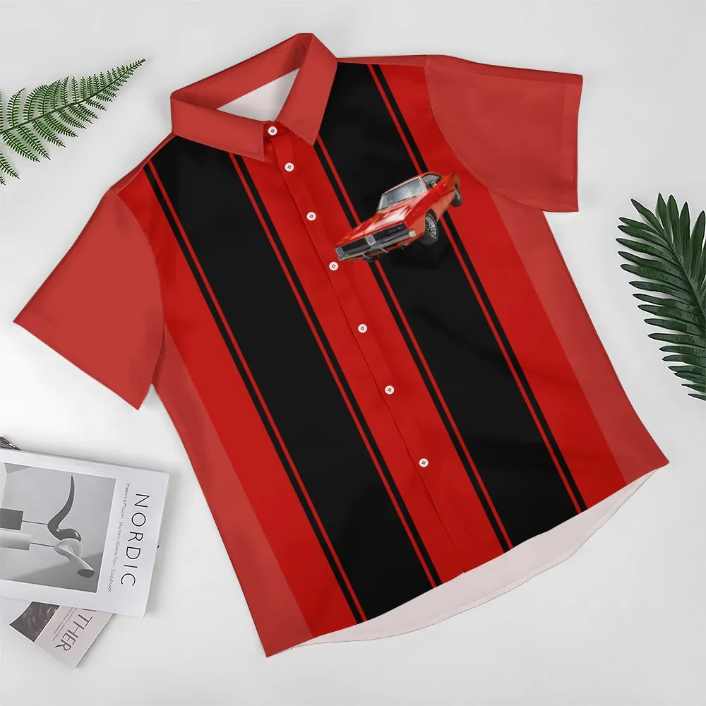 Men's Classic Retro Car Print Casual Short Sleeve Shirt 2402000232