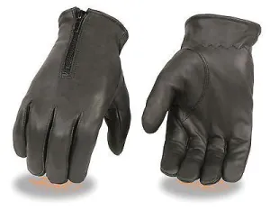 MEN'S DRIVING GLOVES VERY SOFT TOP QUALITY LEATHER WITH ZIPPER BLACK COLOR NEW