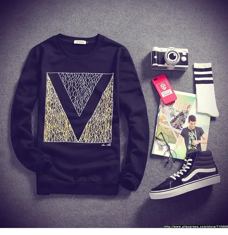 Men's Fashion Crew Neck Print Sweater