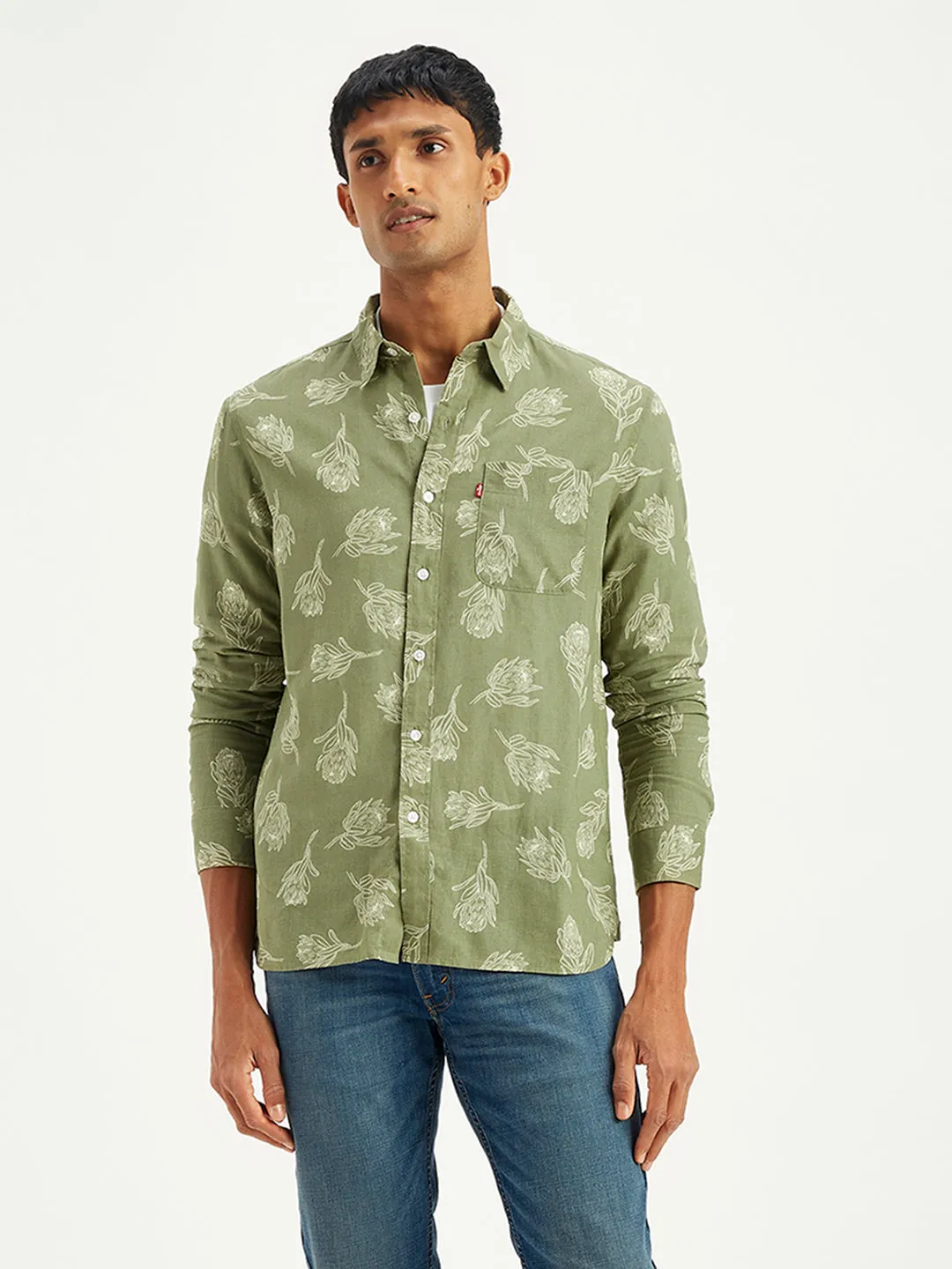 Men's Floral Print Slim Fit Shirt