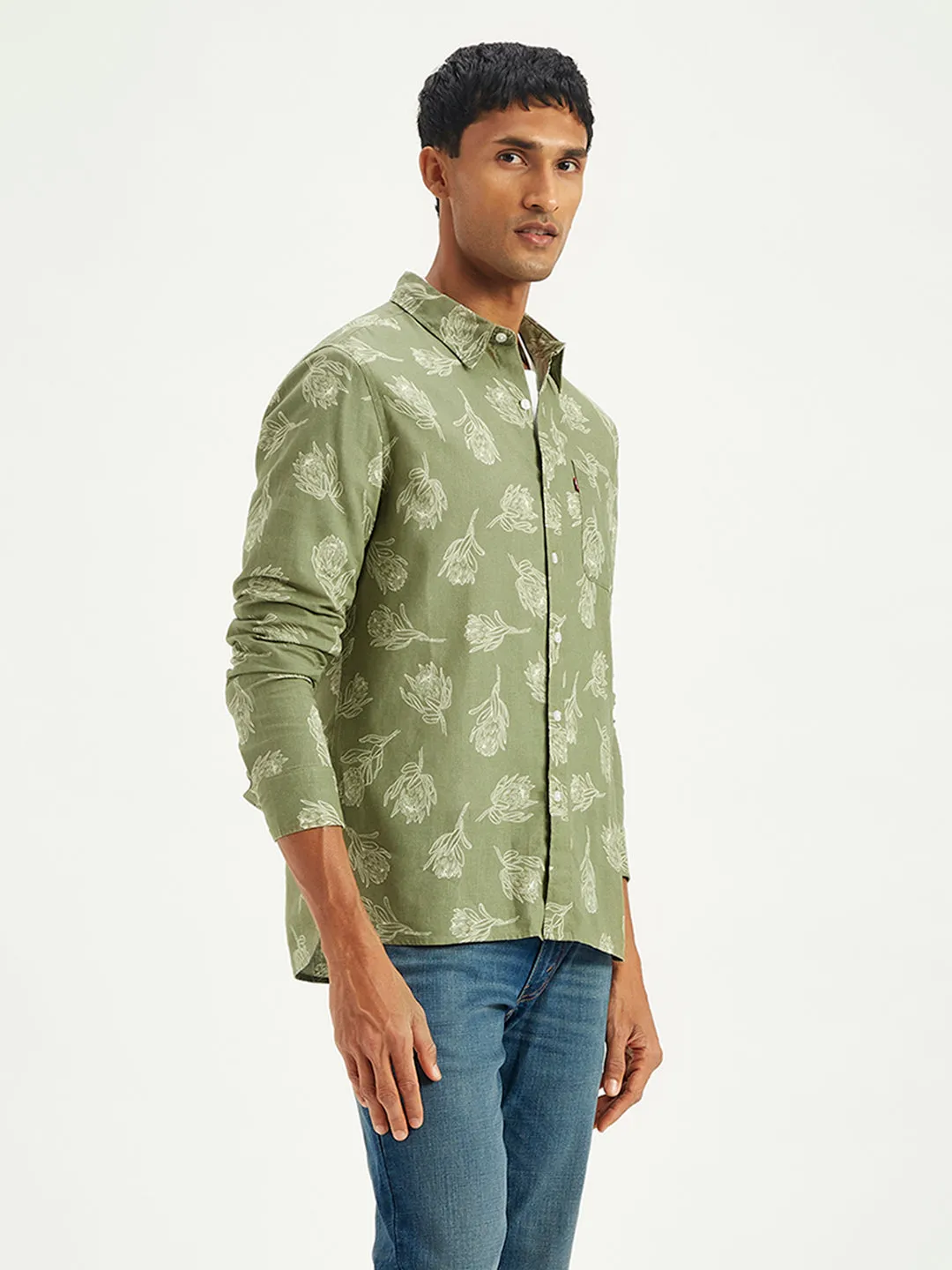 Men's Floral Print Slim Fit Shirt