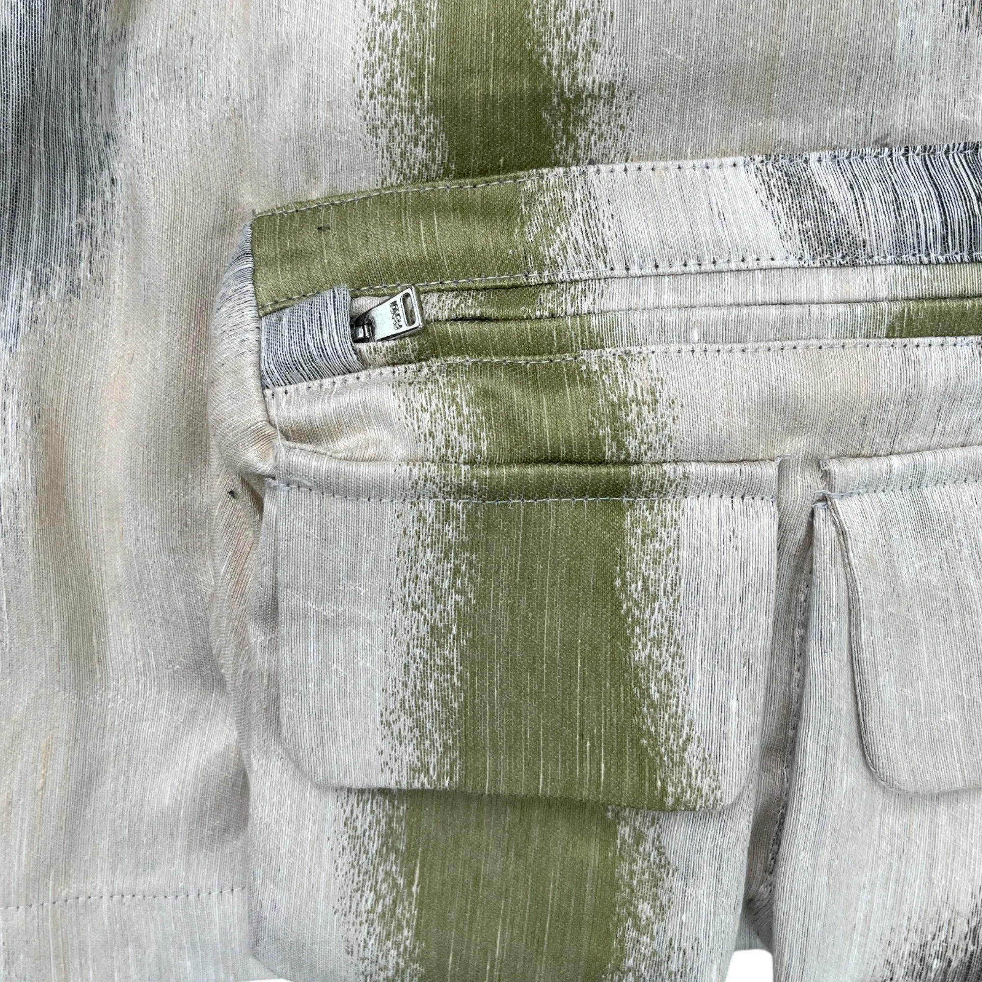 Men's Forest Graphic Print Linen-Blend Shorts Green Size IT 48 / UK 32
