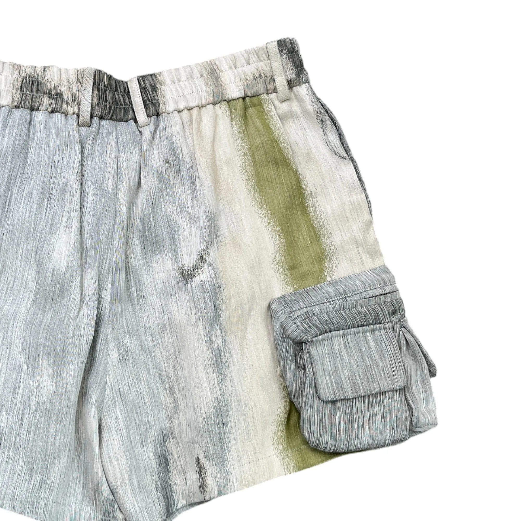 Men's Forest Graphic Print Linen-Blend Shorts Green Size IT 48 / UK 32