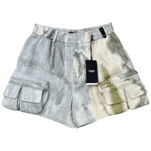Men's Forest Graphic Print Linen-Blend Shorts Green Size IT 48 / UK 32