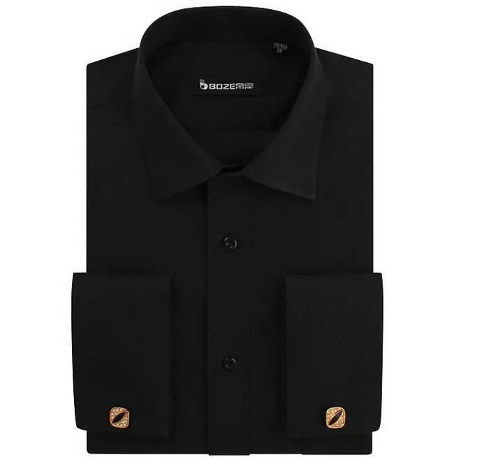 Men's French Cut Striped Dress Shirt with Luxury Button Cuffs