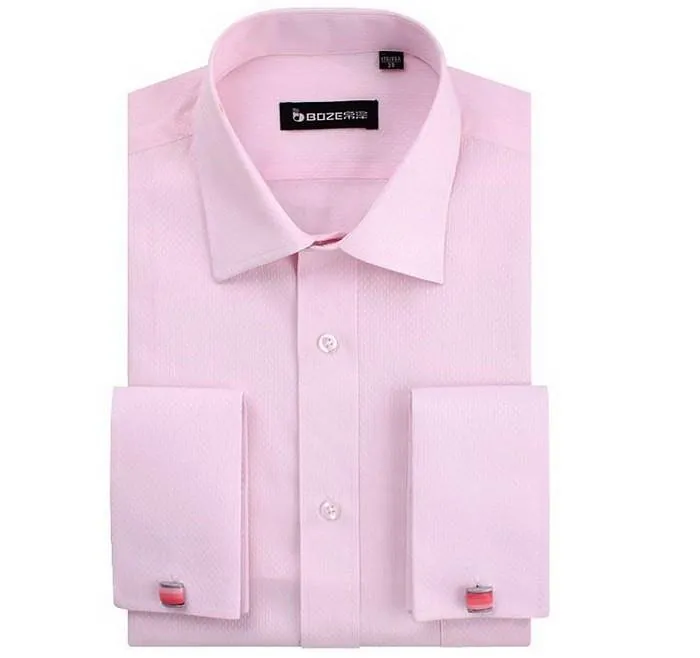Men's French Cut Striped Dress Shirt with Luxury Button Cuffs