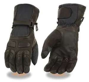 MEN'S GENUINE LEATHER WATERPROOF GUANTLET REFLECTIVE PIPING GLOVES COW SKIN NEW