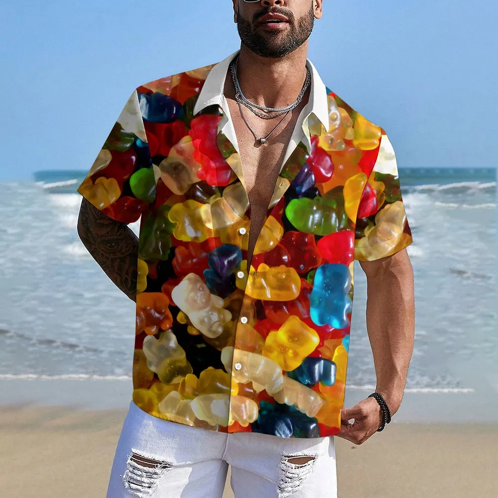 Men's Gummy Bear Casual Fashion Short Sleeve Shirt 2307101282