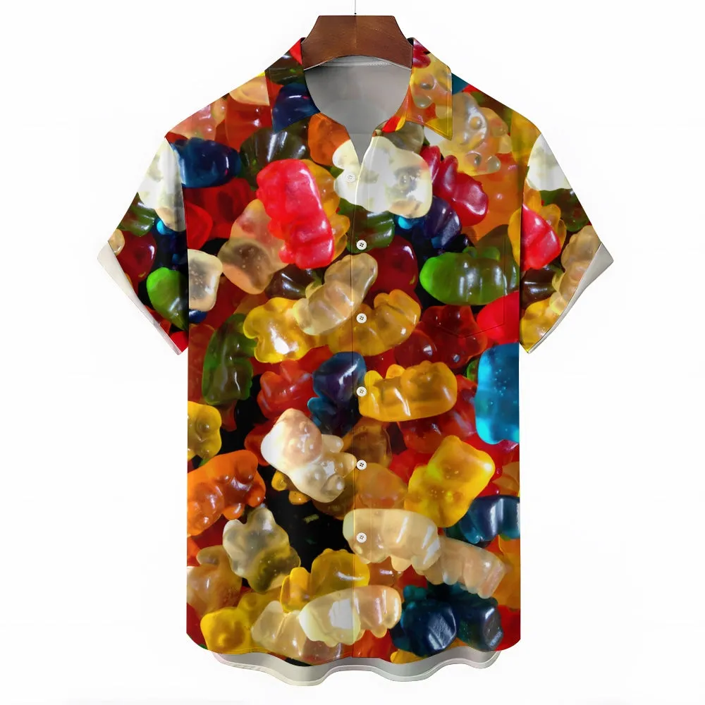 Men's Gummy Bear Casual Fashion Short Sleeve Shirt 2307101282