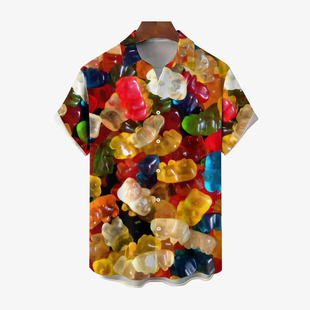 Men's Gummy Bear Casual Fashion Short Sleeve Shirt 2307101282