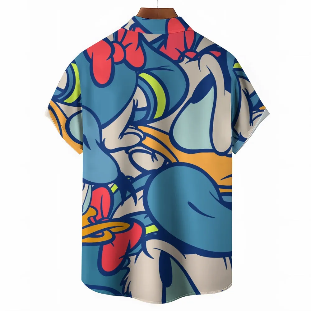 Men's Hawaiian Cartoon Character Casual Short Sleeve Shirt 2401000346