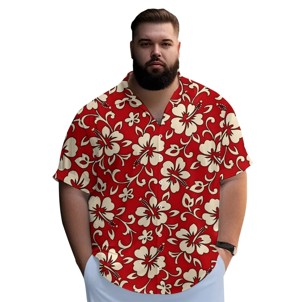 Men's Hawaiian Flowers Red Casual Short Sleeve Shirt 2311000690