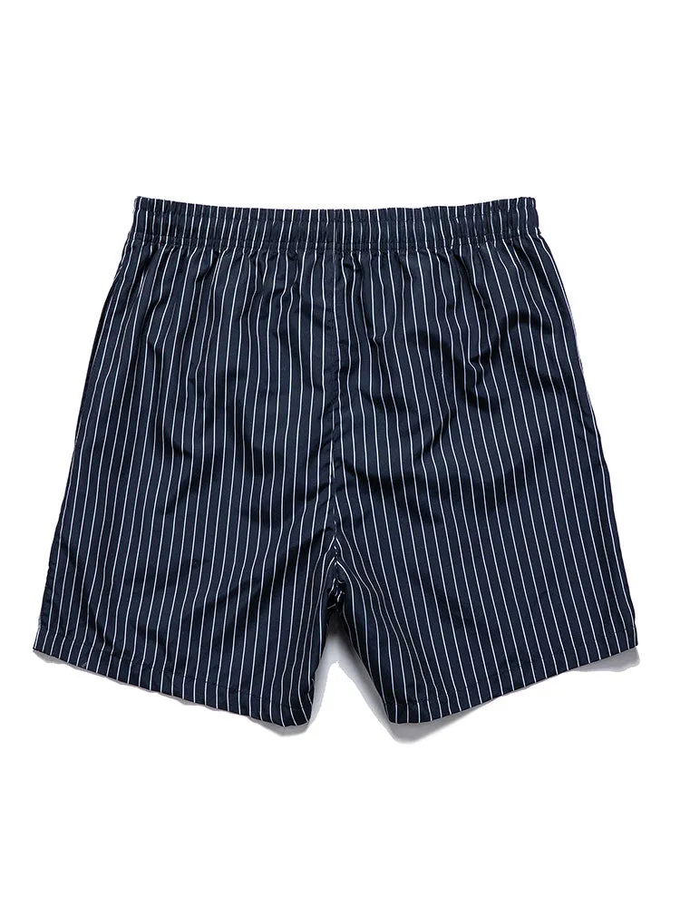 Men's Linen Look Short Sleeve Shirt & Striped Print Swim Shorts