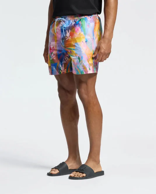 Mens Milos Printed Swim Trunk : Ice Blue