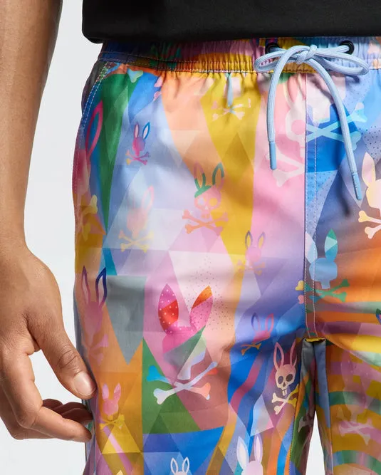 Mens Milos Printed Swim Trunk : Ice Blue