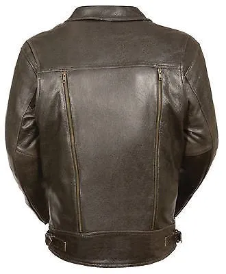 Men's Motorcycle Brn Double Pistole Pete Retro Leather jacket