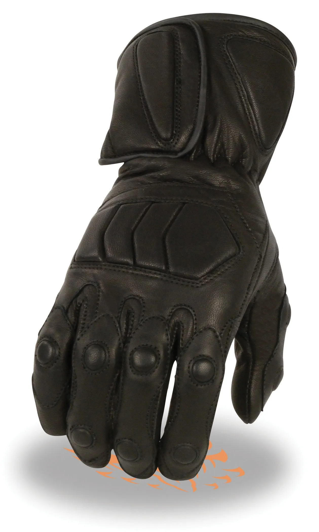 Men's Motorcycle butter soft long waterproof gel palm padded knuckle leather gloves