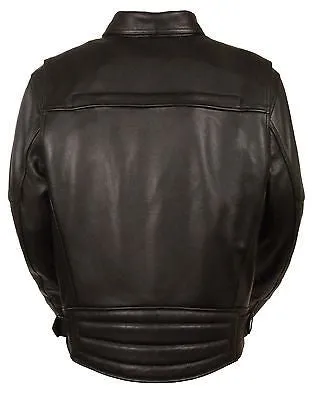 Men's Motorcycle Side set belt Utility pocket M/C Leather jacket
