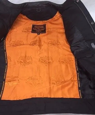 MEN'S MOTORCYCLE SON OF ANARCHY LEATHER COLLARLESS VEST 2 GUN POCKETS W/ZIPPER