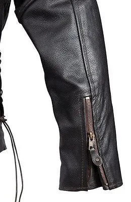 MEN'S MOTORCYCLEBRN COWHIDE CLASSIC M/C JACKET LACE POLICE LIVE TO RIDE EMBOSSED