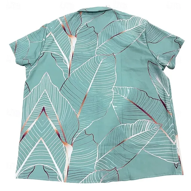 Men's Palm Leaf Tropical Plants Summer Hawaiian Shirt