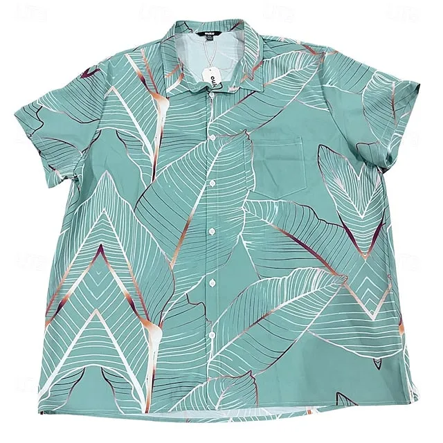 Men's Palm Leaf Tropical Plants Summer Hawaiian Shirt