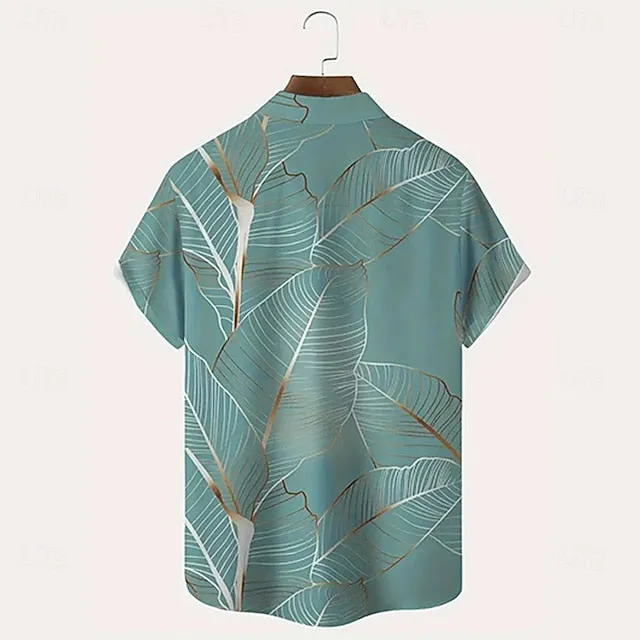 Men's Palm Leaf Tropical Plants Summer Hawaiian Shirt
