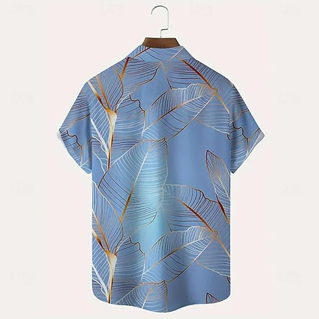 Men's Palm Leaf Tropical Plants Summer Hawaiian Shirt