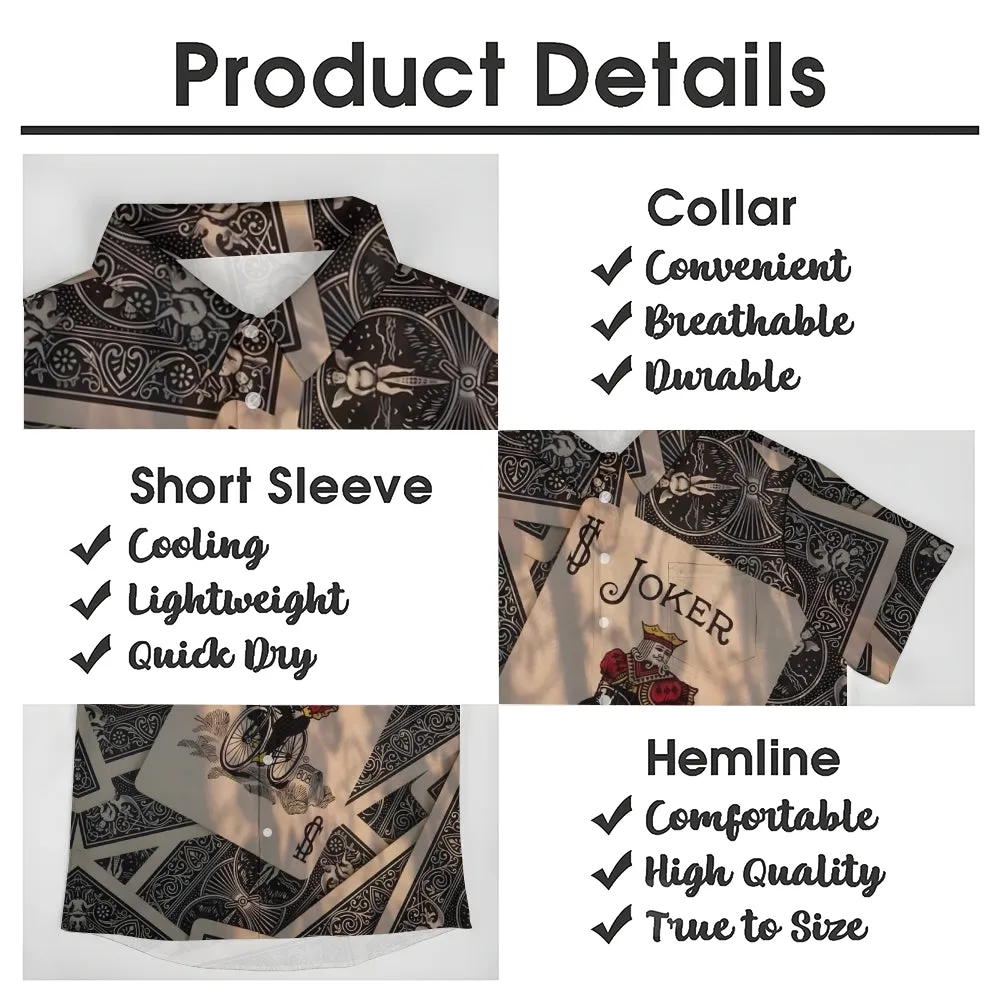 Men's Poker Pattern Chest Pocket Short Sleeve Shirt 2402000283