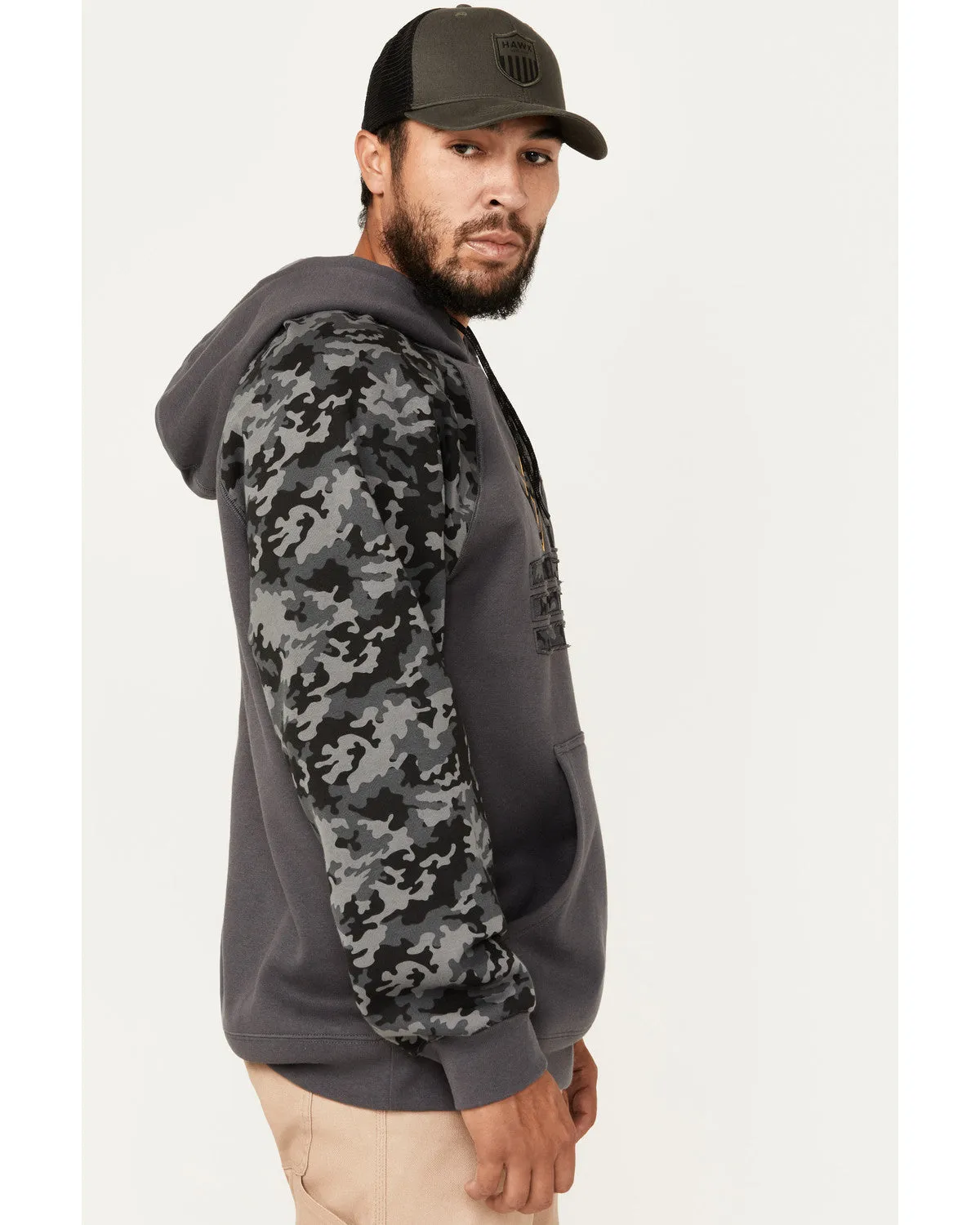 Men's Raglan Water Resistant Hooded Work Sweatshirt