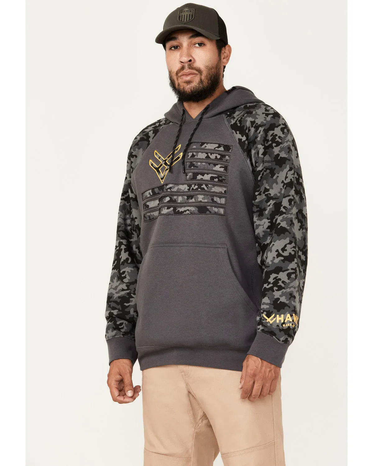 Men's Raglan Water Resistant Hooded Work Sweatshirt