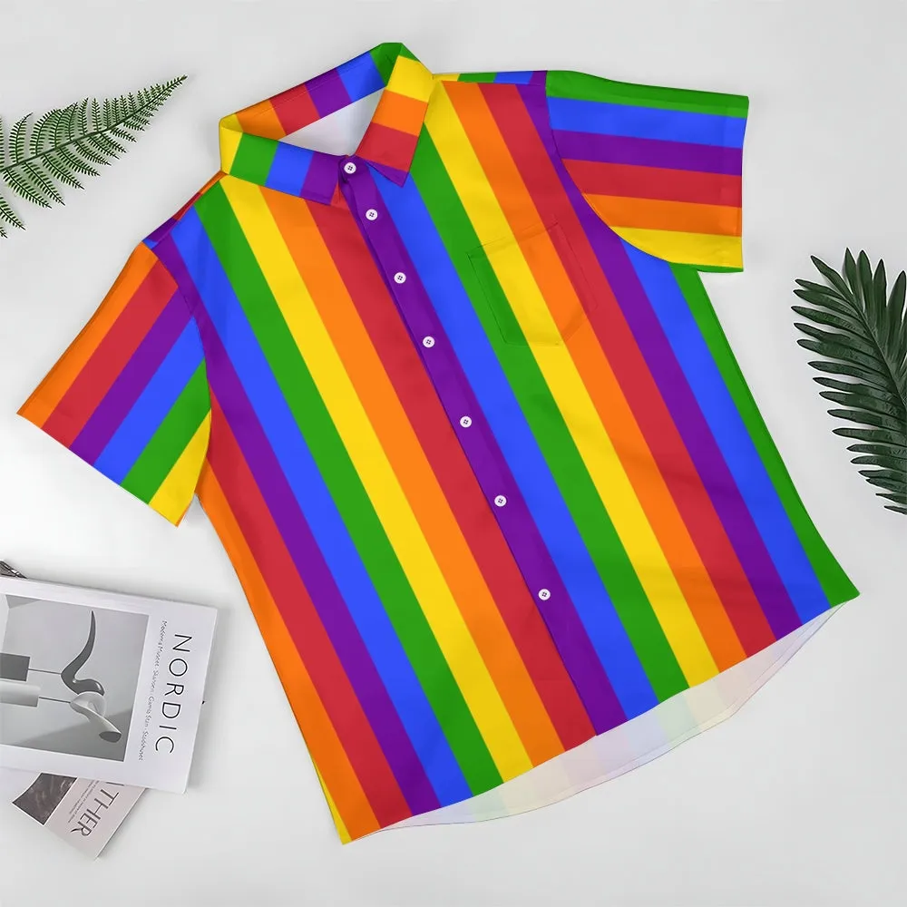 Men's Rainbow Casual Short Sleeve Shirt 2311000740
