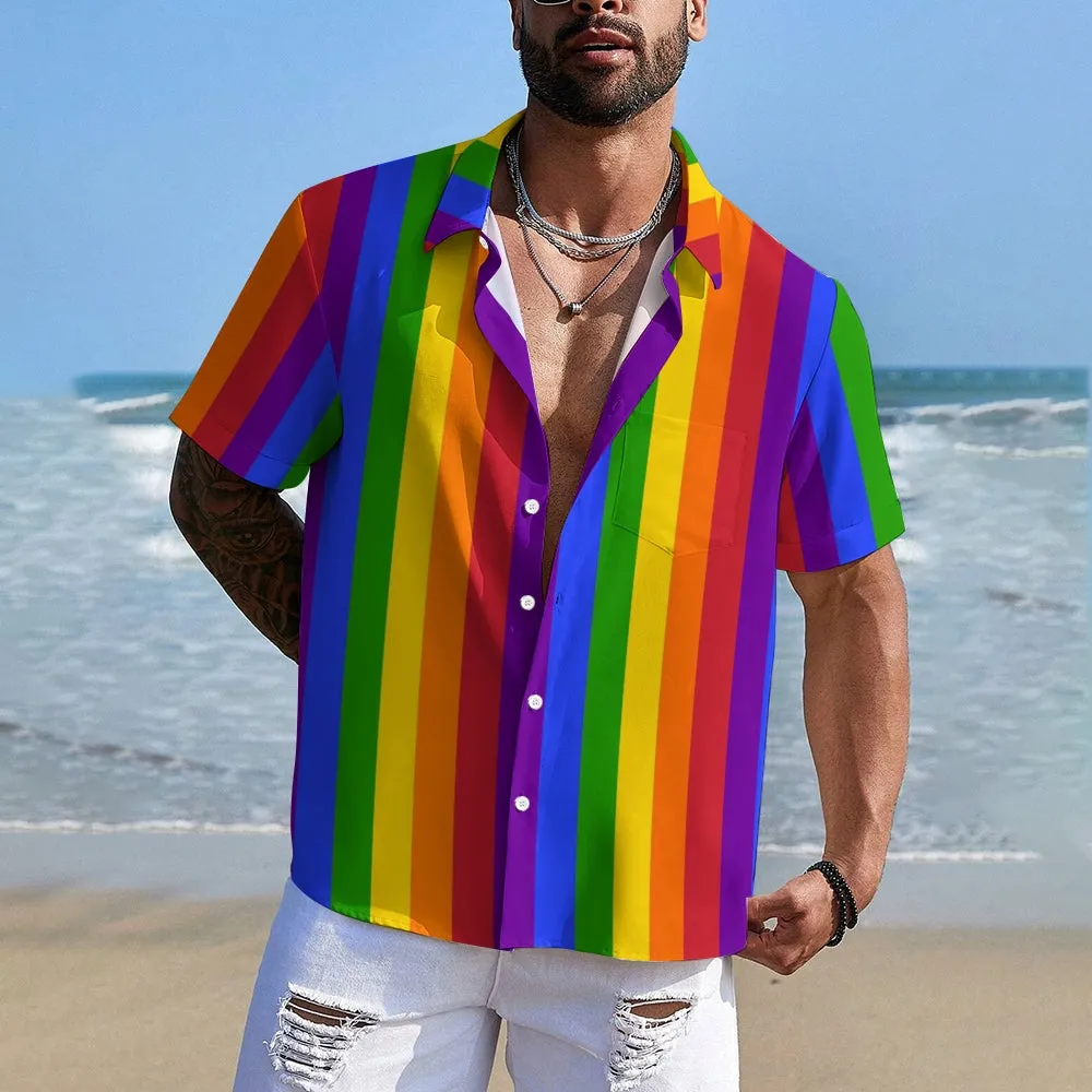 Men's Rainbow Casual Short Sleeve Shirt 2311000740
