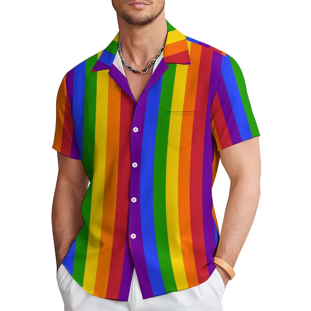 Men's Rainbow Casual Short Sleeve Shirt 2311000740