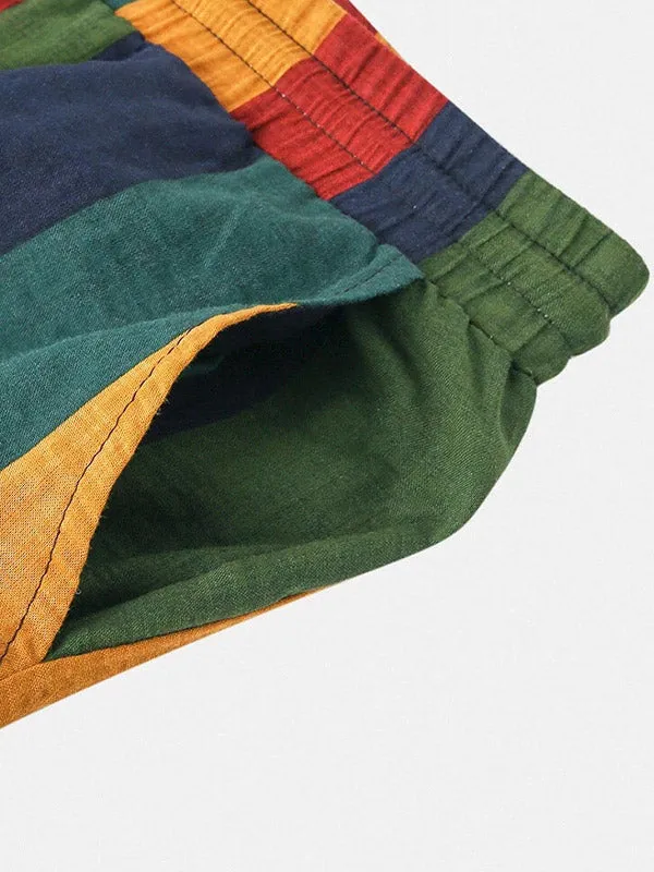 Men's Rainbow Stripe Print Set