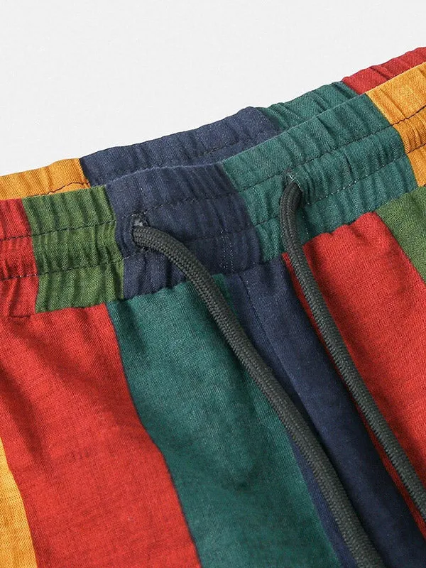 Men's Rainbow Stripe Print Set